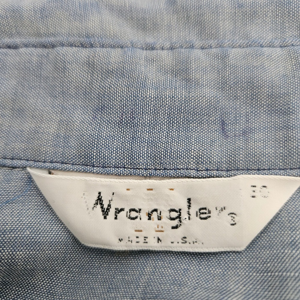 Vtg Wrangler Western Button Shirt Embroidered Kachina Thunderbird chambray READ - Picture 4 of 11